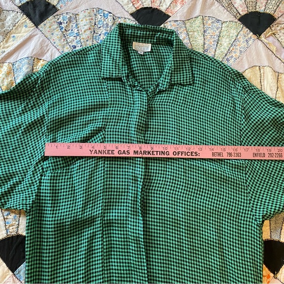 VINTAGE Dress MODA INTL Green Black Checkered Plaid Pencil Bottom Roomy Top 8 - Picture 10 of 16